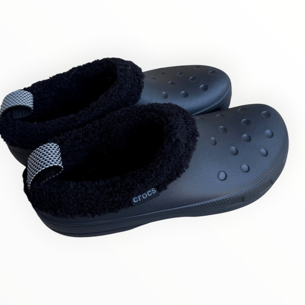 CROCS Classic Lined Shorty Clogs Mens Size 13 Black New Faux Fur Lined Slip On